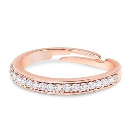Rose Gold Cubic Zirconia Contemporary Brass Sleek Adjustable Ring
